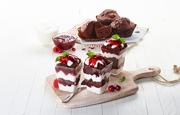Double Chocolate Muffin & CranRaspberry Mini Parfait